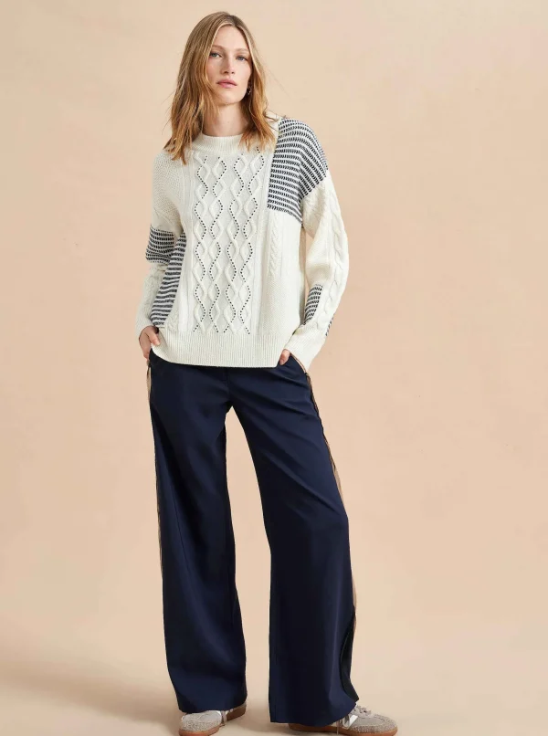 Online Patchwork Cable Sweater Women Sweaters