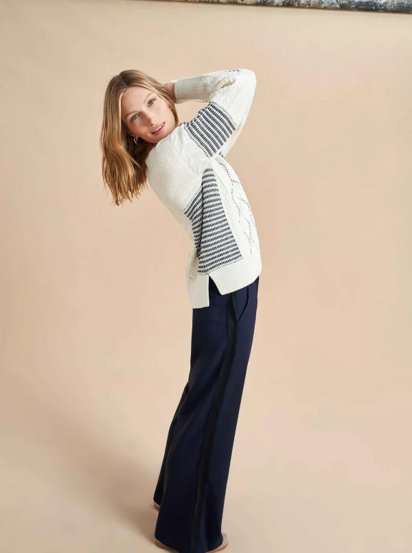 Online Patchwork Cable Sweater Women Sweaters