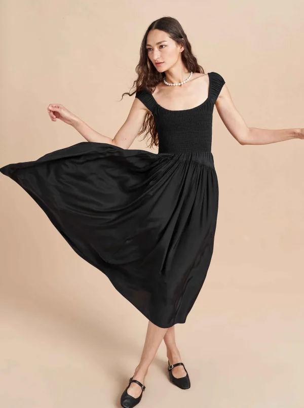 Sale Silk Vivian Dress Women Midi Dresses