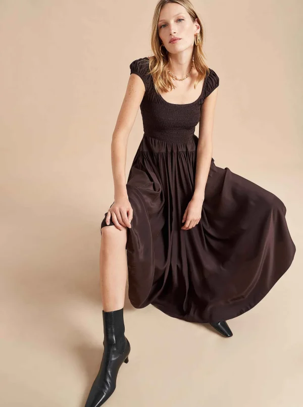 Fashion Silk Vivian Dress Women Midi Dresses