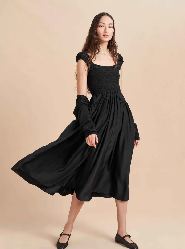 Sale Silk Vivian Dress Women Midi Dresses