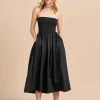 Hot Strapless Vivian Dress Women Midi Dresses